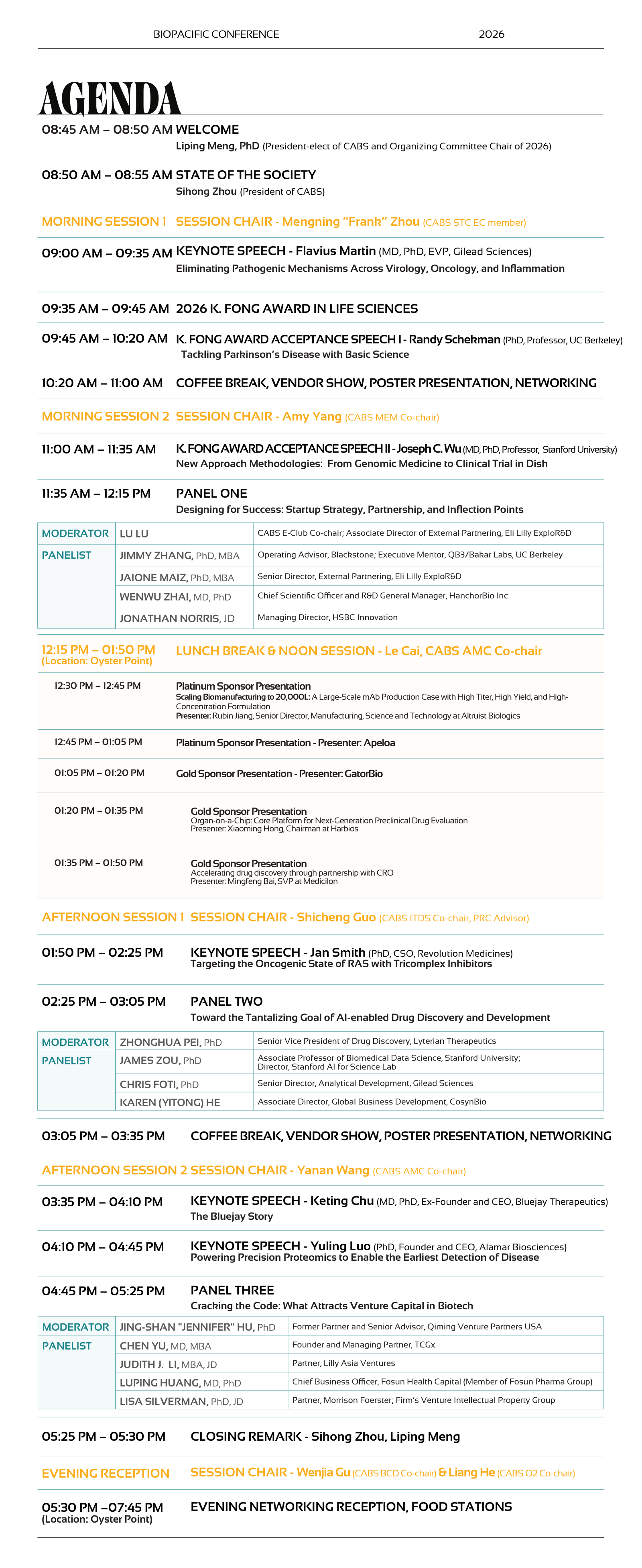 BioPacific 2026 Conference Agenda