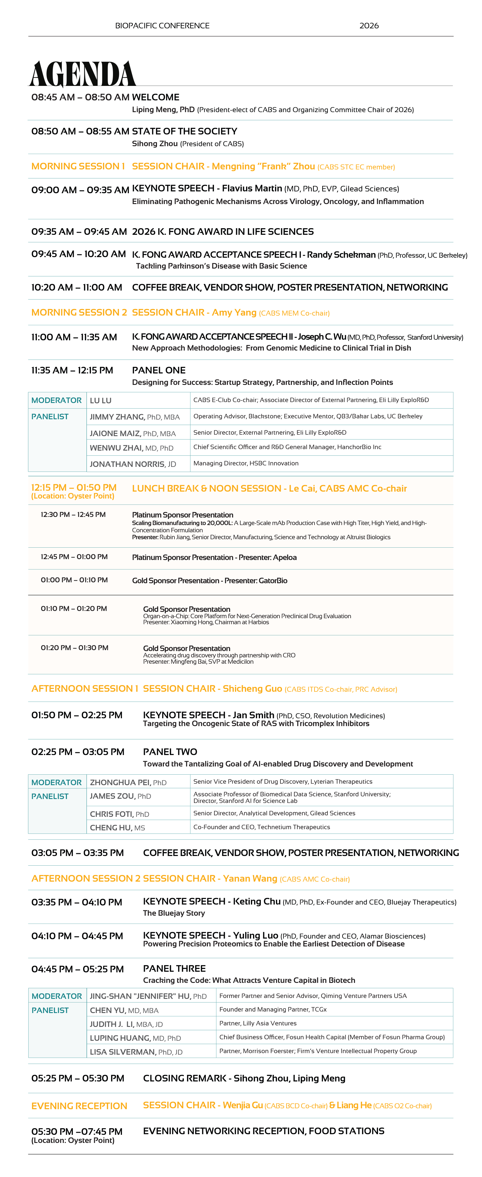 BioPacific 2026 Conference Agenda