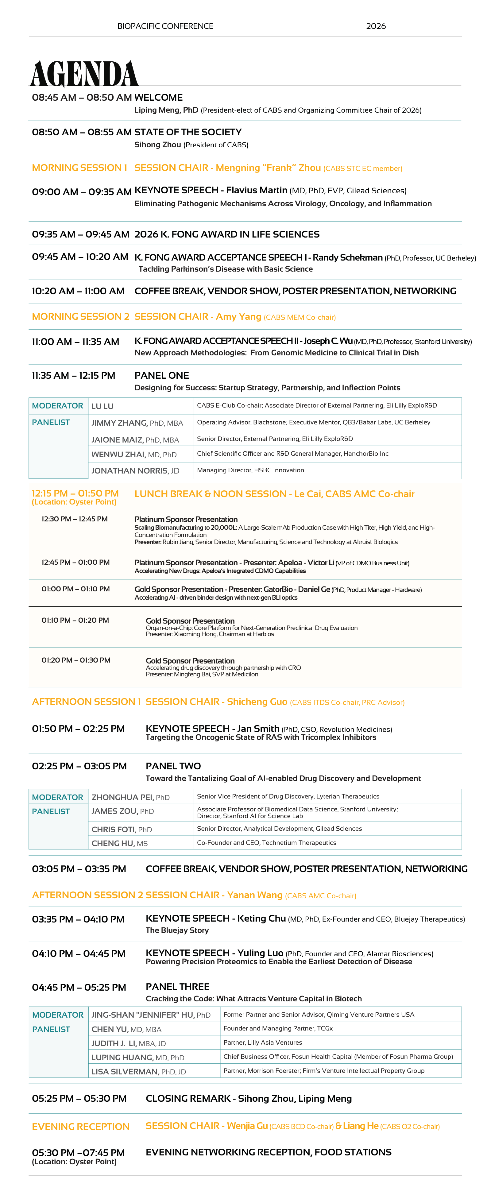 BioPacific 2026 Conference Agenda